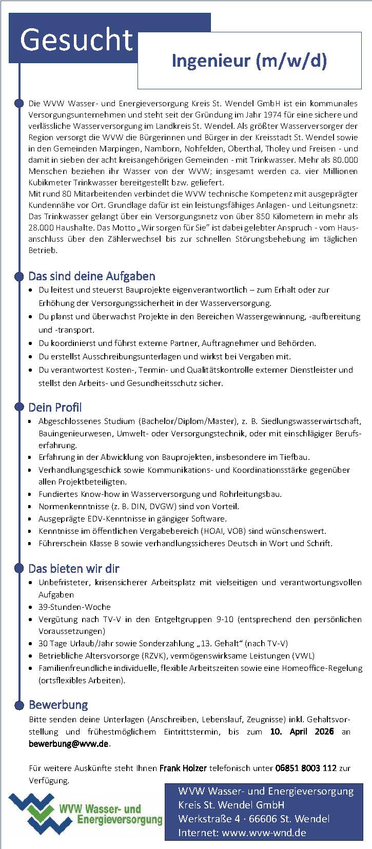 20260227 Stellenanzeige - Bauingenieur